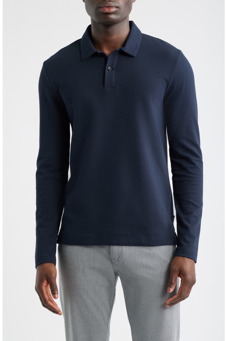 Pleins Long Sleeve Polo, Main, color, DARK BLUE