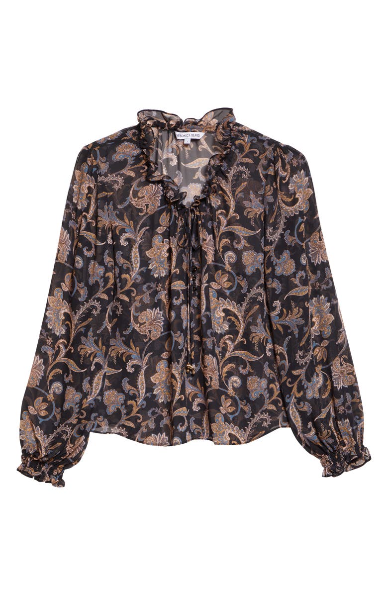 Veronica Beard Hickory Paisley Silk Blouse, Alternate, color, Black Multi