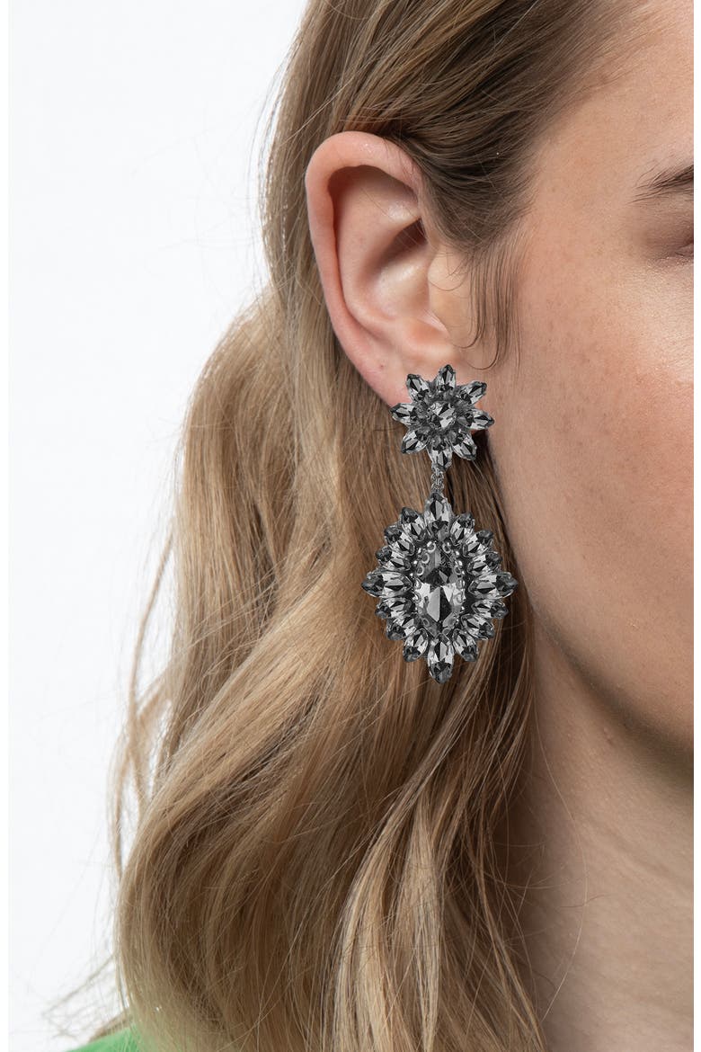 Alianah Crystal Drop Earrings, Alternate, color, GUNMETAL