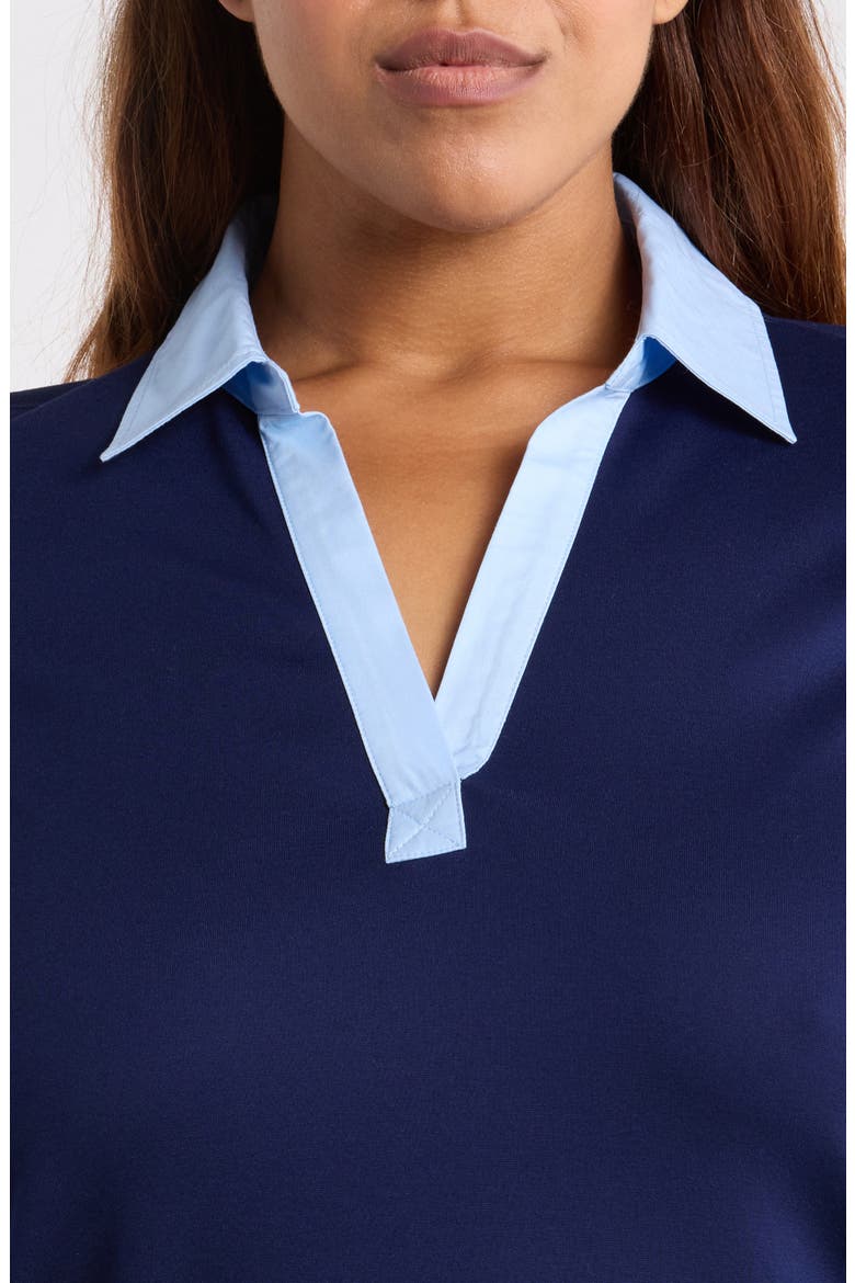 Contrast V-Neck Long Sleeve Top, Alternate, color, PACIFIC NAVY/ MORNING BLUE