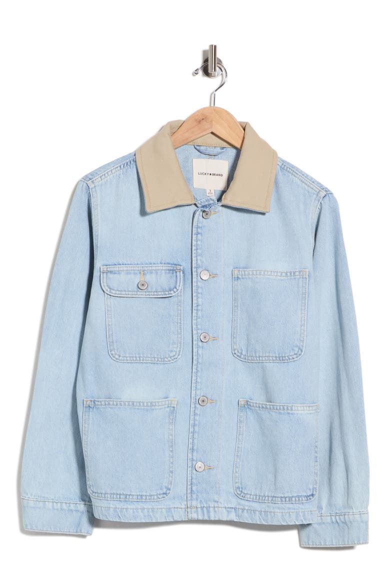 Canvas Collar Denim Barn Jacket, Main, color, GOOD LOOKING