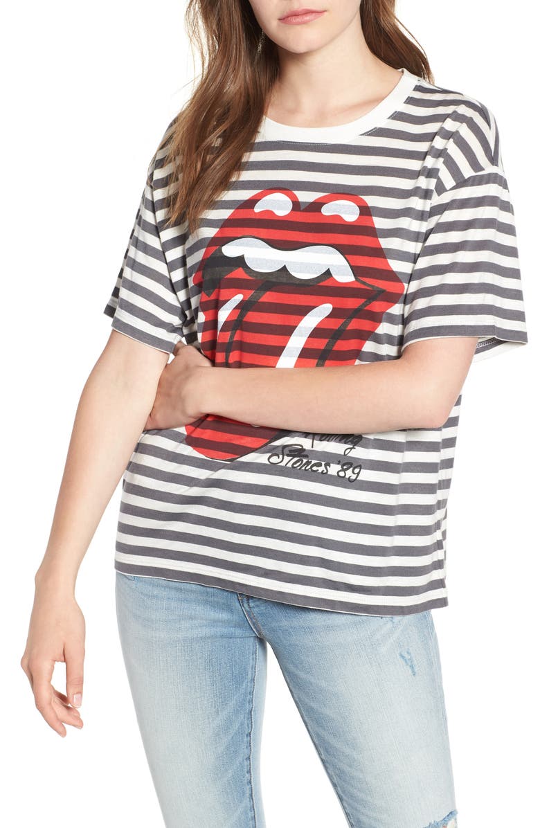 Day by Daydreamer Rolling Stones Stripe Boyfriend Tee, Main, color, 