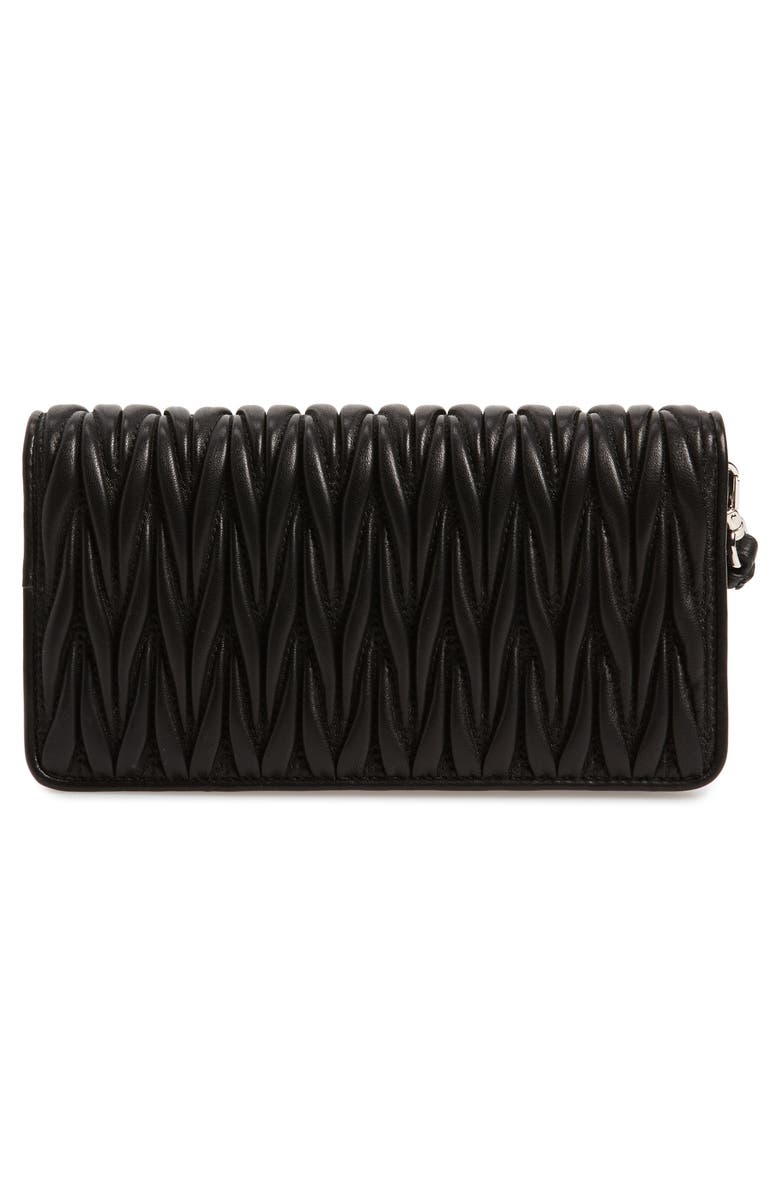 Miu Miu Matelassé Leather Wallet on a Chain, Alternate, color,