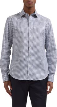 Bugatchi Axel Shaped Fit Geo Print Cotton Button-Up Shirt