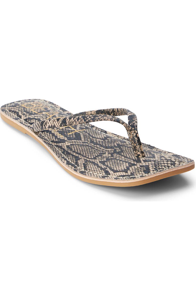BEACH BY MATISSE Bungalow Flip Flop, Main, color, Brown Multi Snake