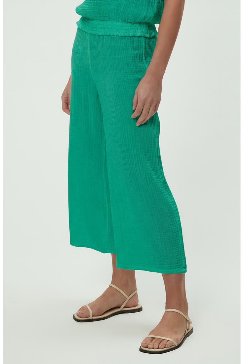 Medina Smocked Waist Wide Leg Pants, Alternate, color, MALDIVES GREEN
