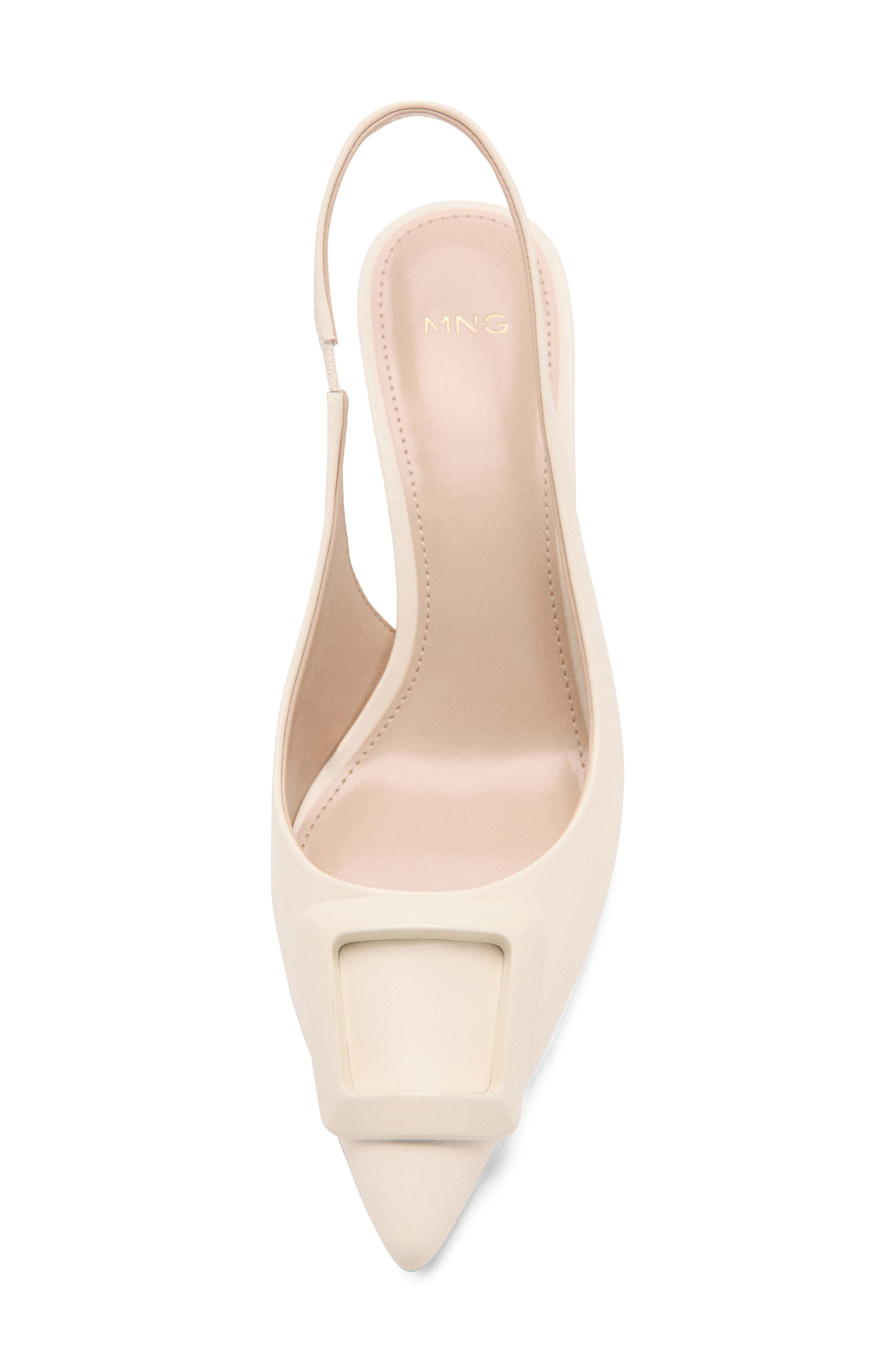 MANGO Slingback Pointed Toe Pump, Alternate, color, Ecru