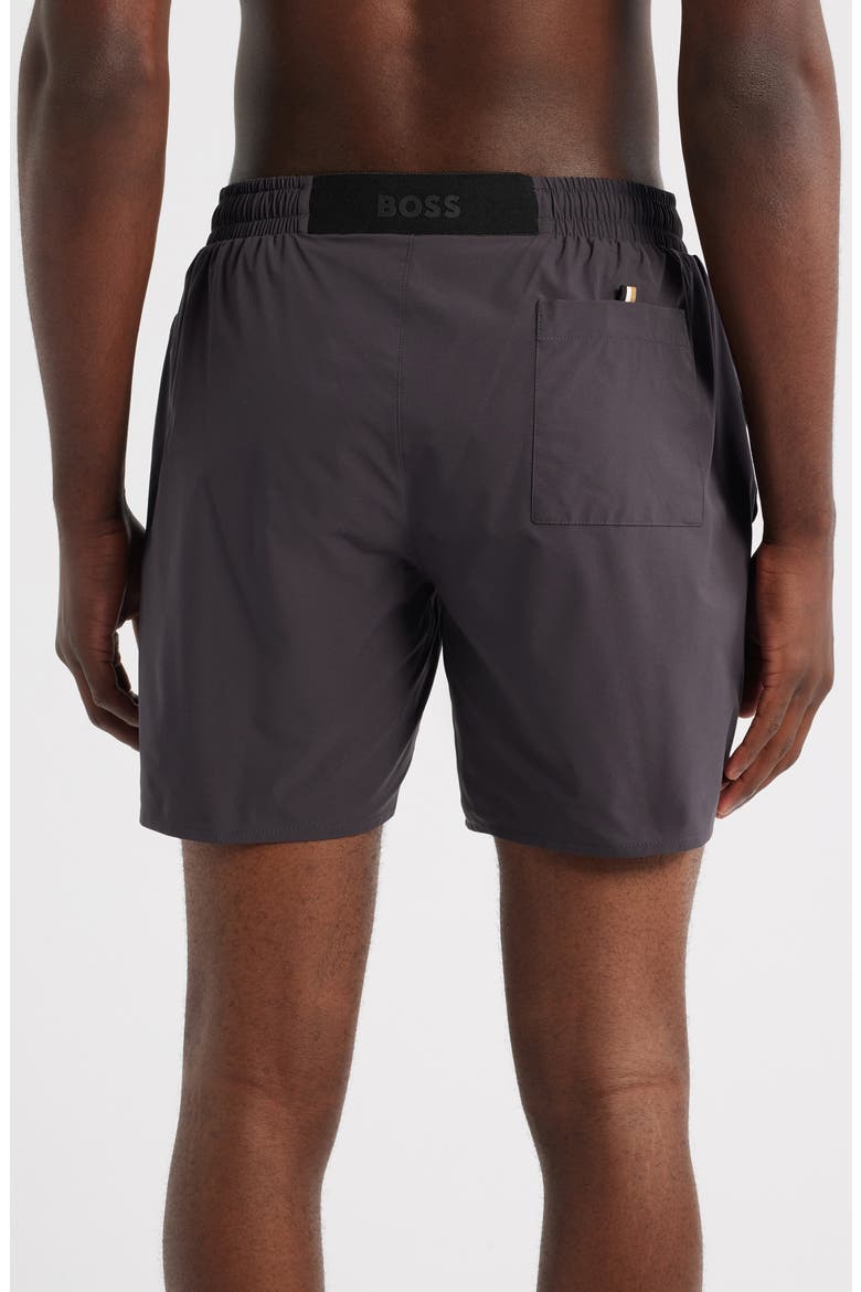 Solid Stretch Swim Trunks, Alternate, color, DARK GREY