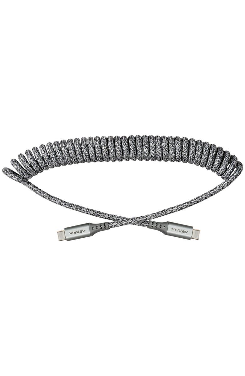 Ventev Helix USB-C to USB-C High Speed Travel 3 Foot Cable, Alternate, color, Gray