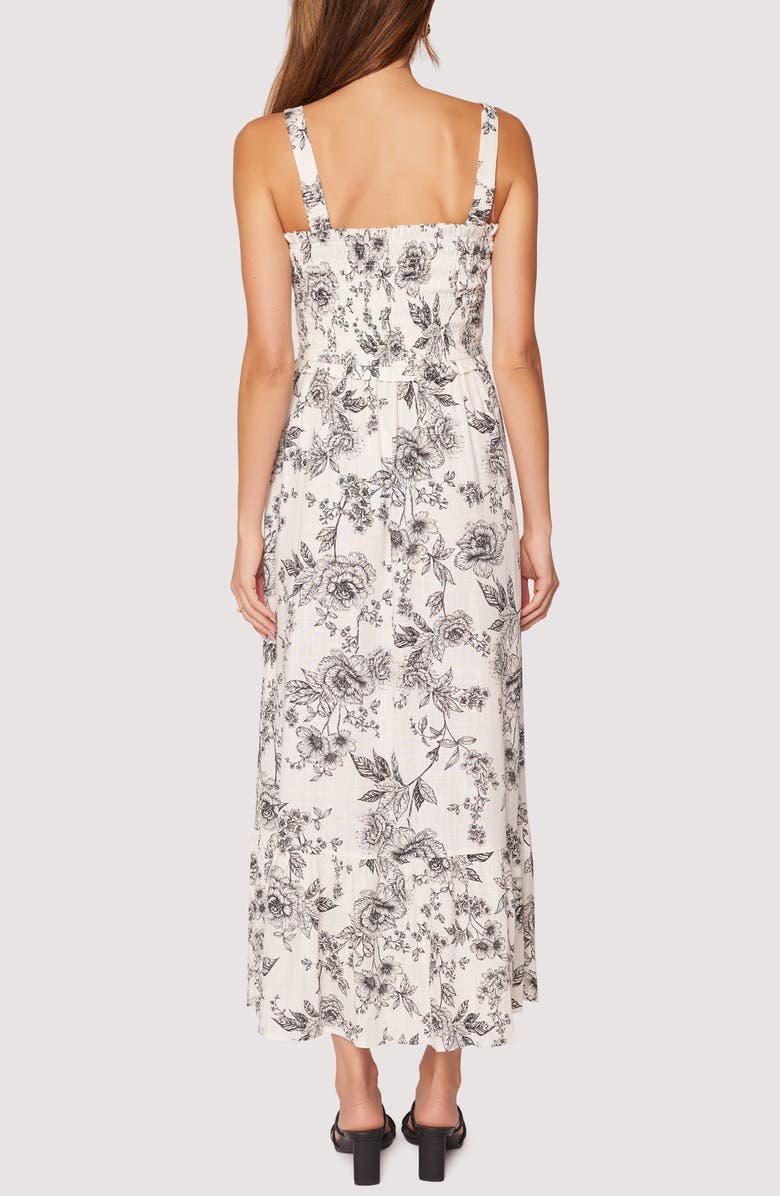 Lost + Wander Rose Haven Smocked Sleeveless Maxi Dress, Alternate, color, Off-White-Black