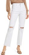 PAIGE Noella Ripped High Waist Straight Leg Jeans