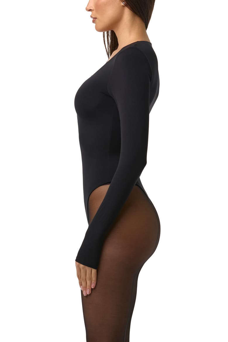 Lace Up Bodysuit, Alternate, color, BLACK