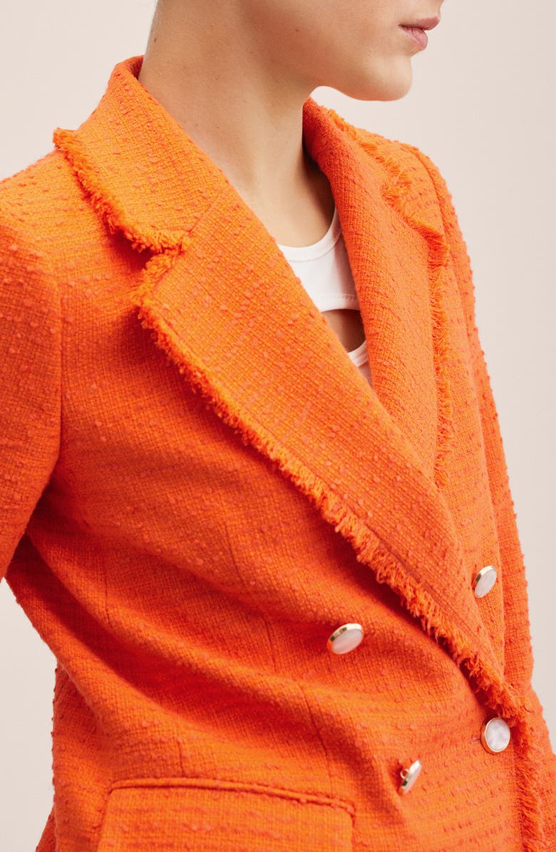 MANGO Double Breasted Tweed Blazer, Alternate, color, 