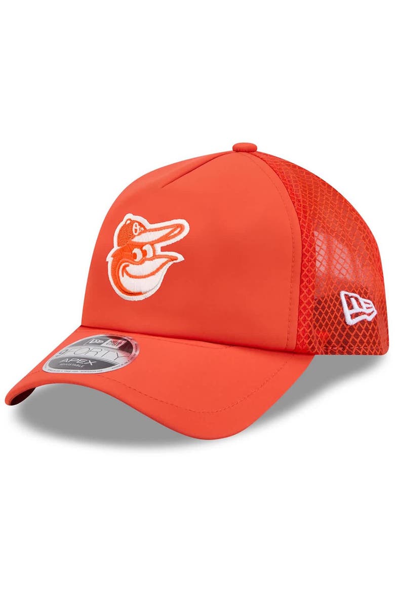 Men's New Era Orange Baltimore Orioles 2026 Batting Practice Apex 9FORTY Adjustable Trucker Hat, Main, color, Orange