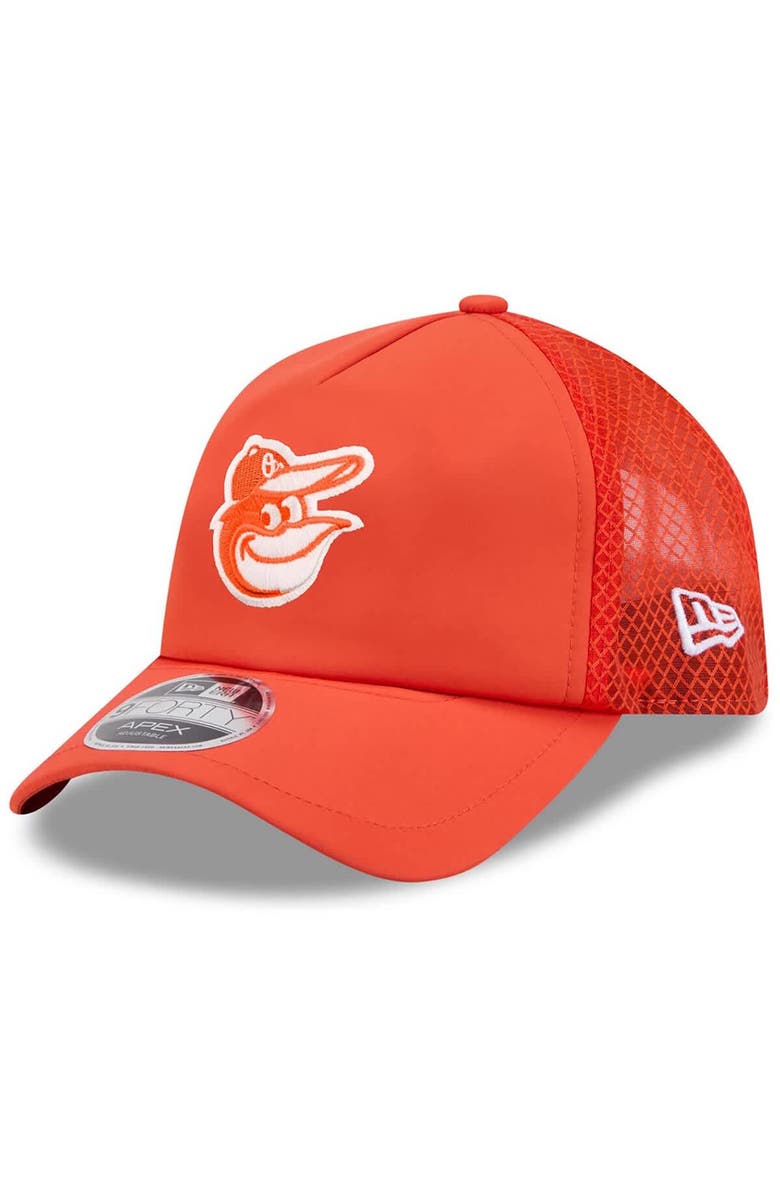 New Era Men's New Era Orange Baltimore Orioles 2026 Batting Practice Apex 9FORTY Adjustable Trucker Hat, Main, color, Orange