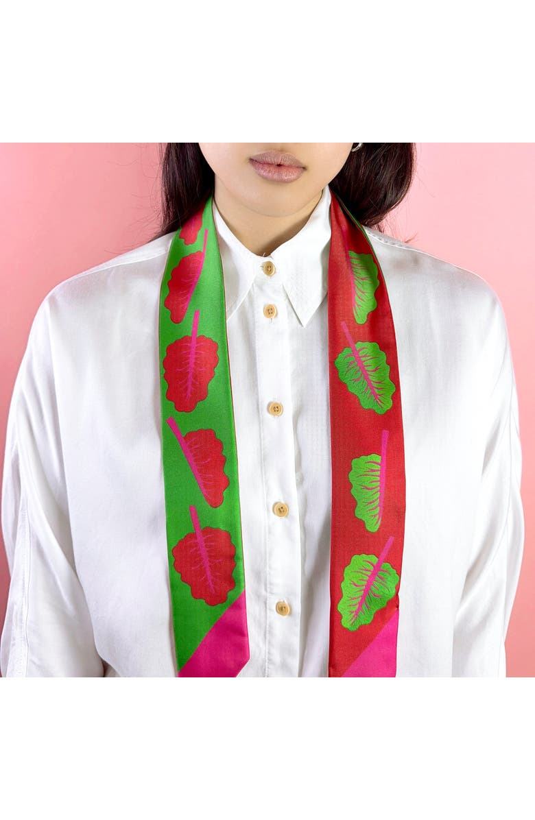 Centinelle Glowing Chard Twilly Ribbon Scarf, Alternate, color, Green