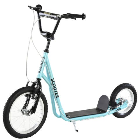 Teens Youth Kick Scooter with Adjustable Handlebar, Dual Brakes, Inflatable Wheels