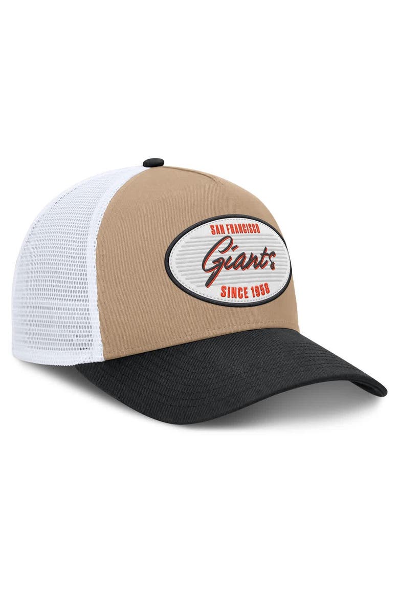 Men's Nike  Khaki/Black San Francisco Giants Rise A-Frame Trucker Adjustable Hat, Alternate, color, Khaki