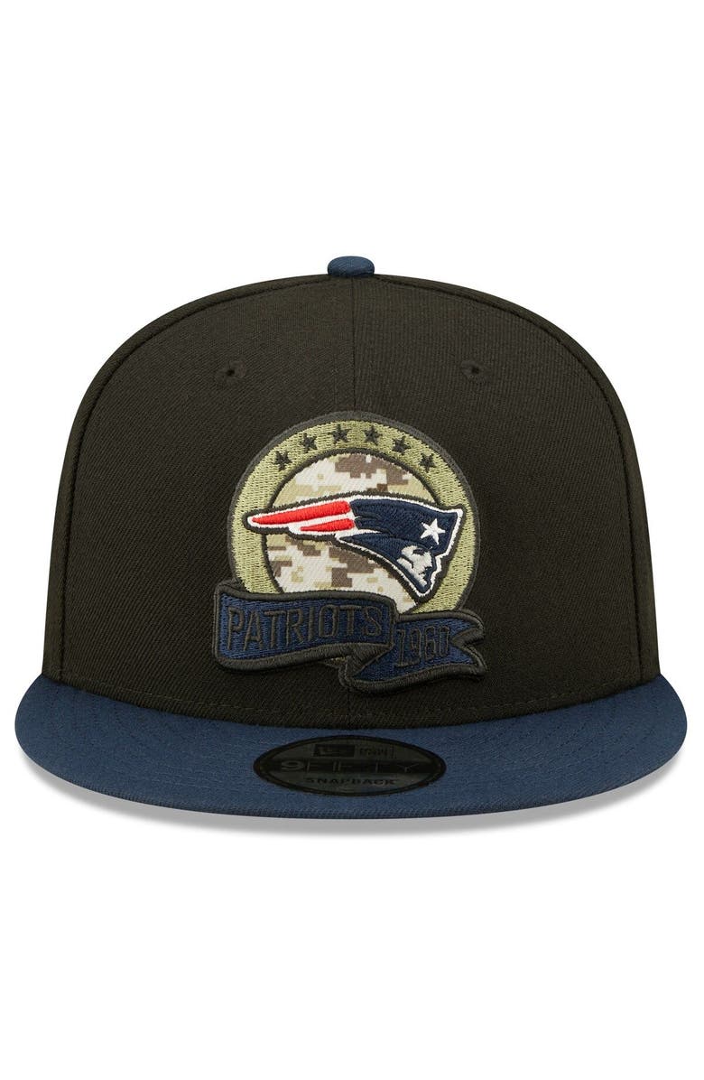 New Era Men's New Era Black/Navy New England Patriots 2022 Salute To Service 9FIFTY Snapback Hat, Alternate, color, 
