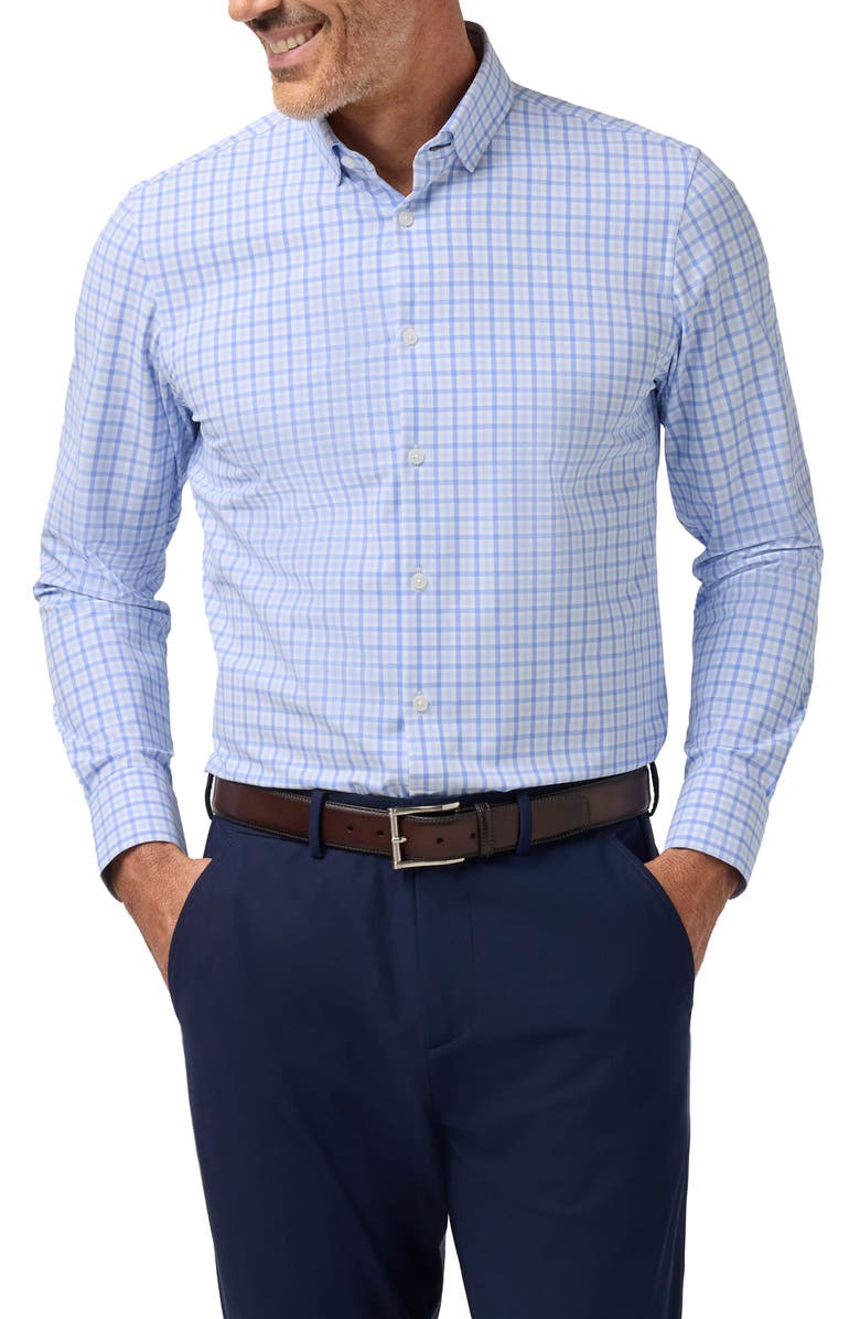 Mizzen+Main Leeward Trim Fit Button-Up Shirt, Main, color, Skyline Blue Miles Plaid