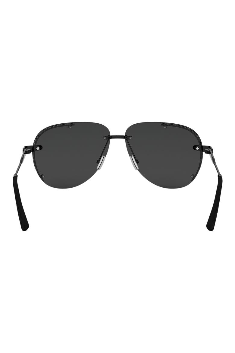 NeoDior A1U 61 Pilot Sunglasses, Alternate, color, SHINY BLACK / SMOKE