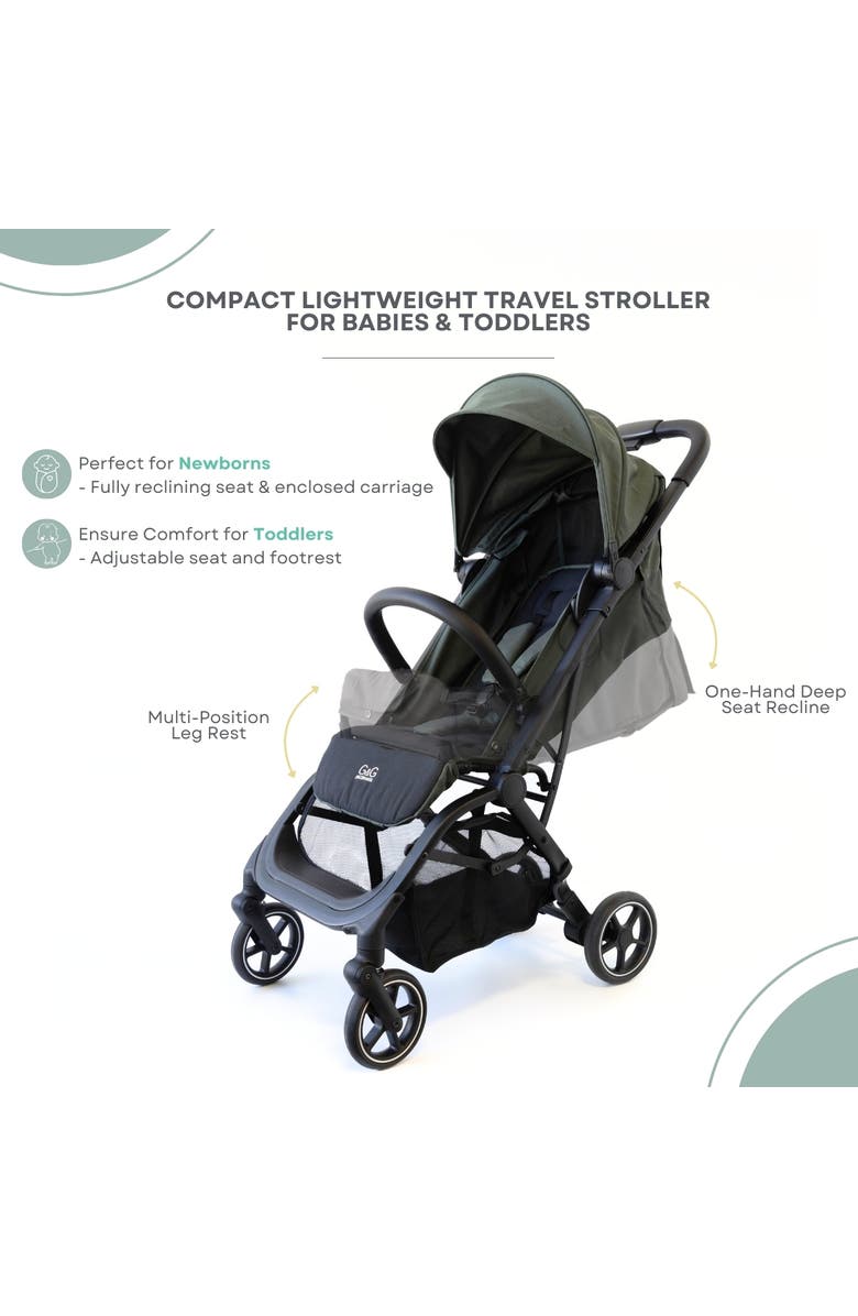 Guzzie and Guss Oxygen v2 Lightweight Stroller, Compact, One-Hand Fold Travel Stroller for Newborn to Toddler, Alternate, color, Raven