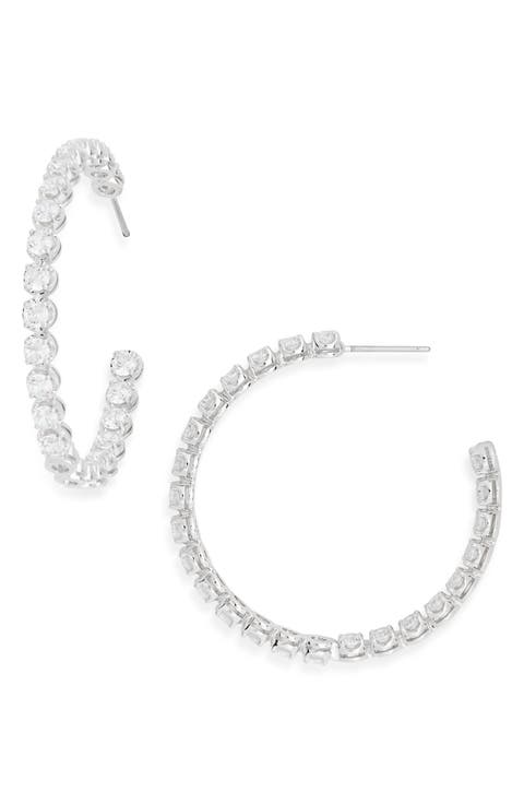 Blythe Prong Set Cubic Zirconia Hoop Earrings