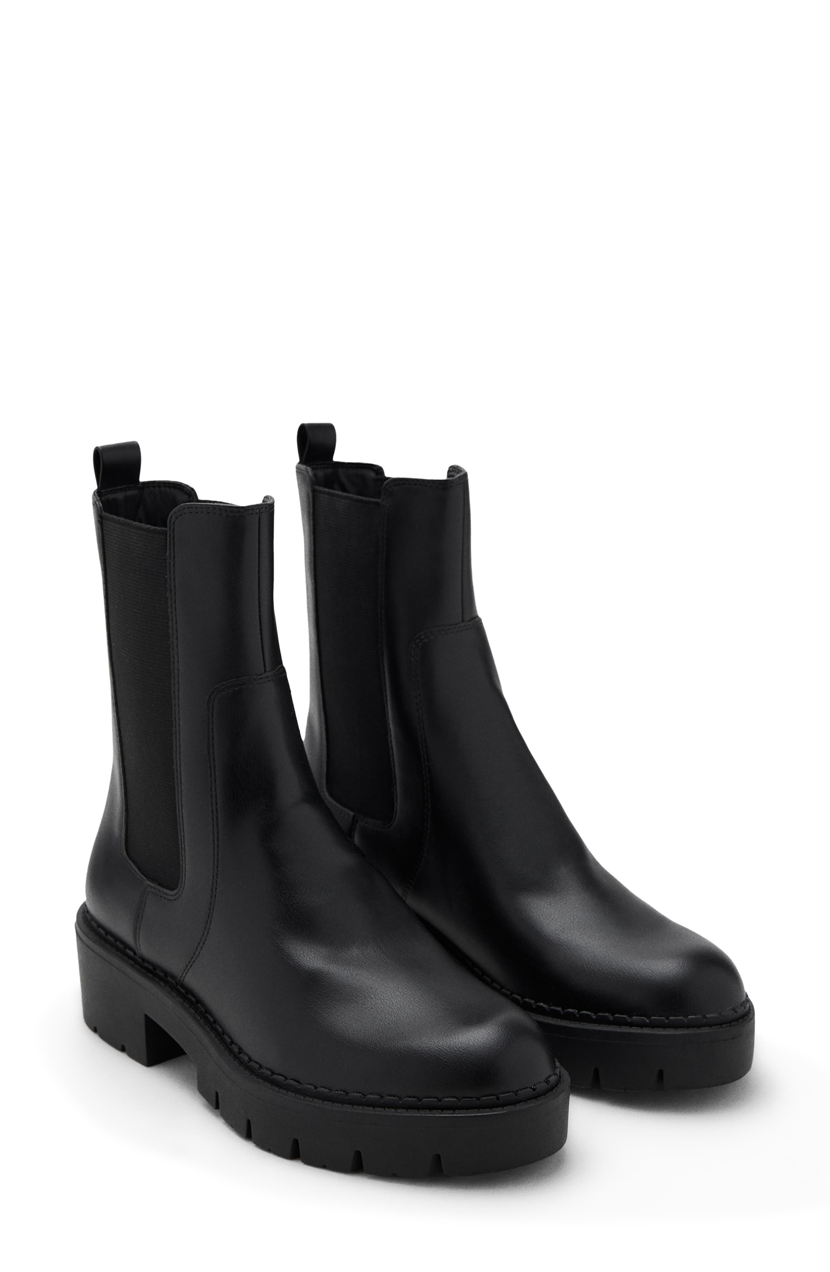 MANGO TEEN Lug Sole Chelsea Boot, Main, color, Black