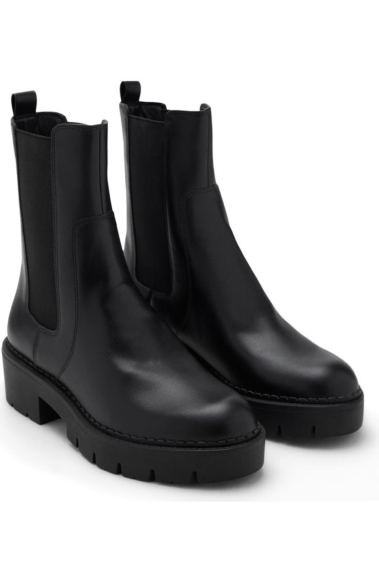 MANGO TEEN Lug Sole Chelsea Boot, Main, color, Black