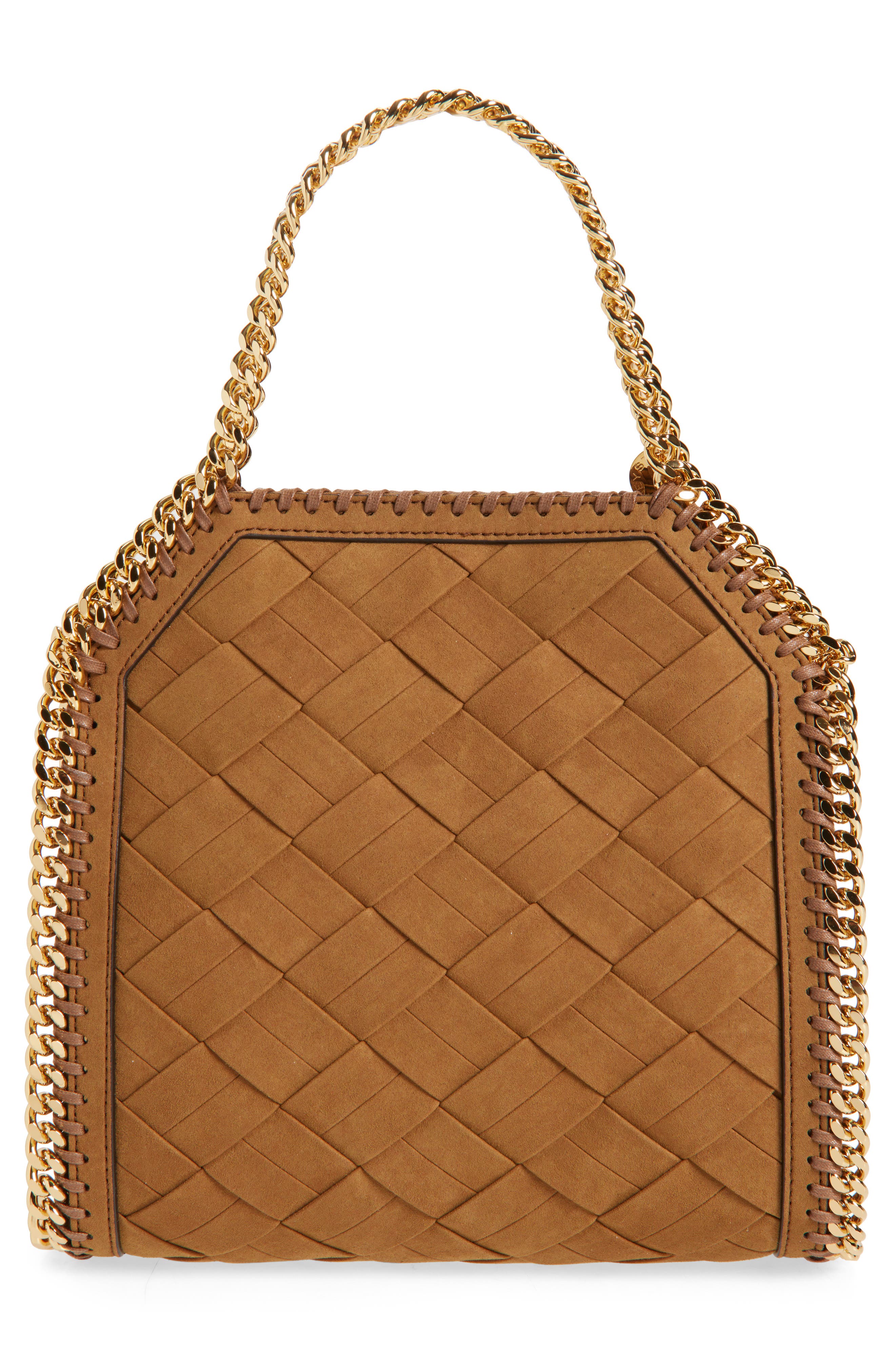 Stella McCartney Mini Falabella Woven Faux Suede Crossbody Bag, Alternate, color, Brandy