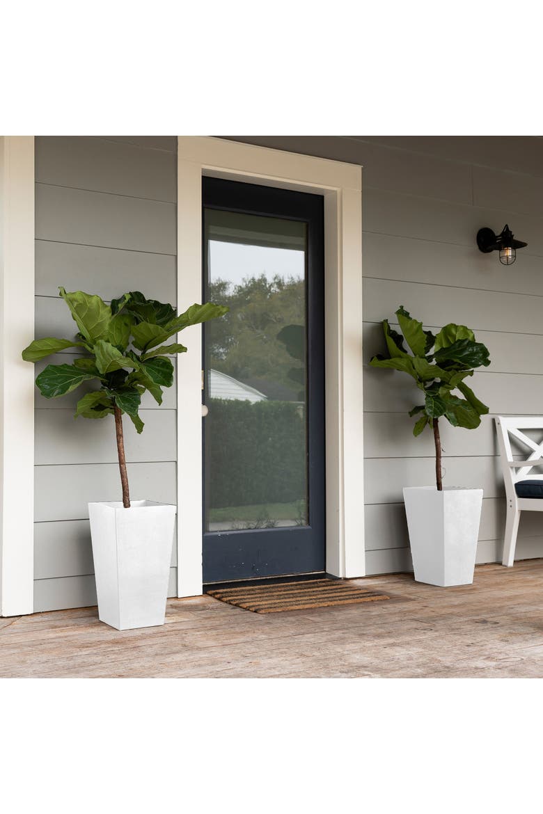20 Inch Finley Tall Tapered Square Planter, Casper White, Alternate, color, White
