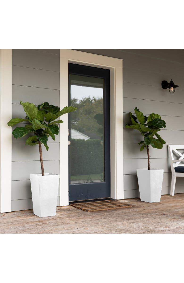 Bloem 20 Inch Finley Tall Tapered Square Planter, Casper White, Alternate, color, White