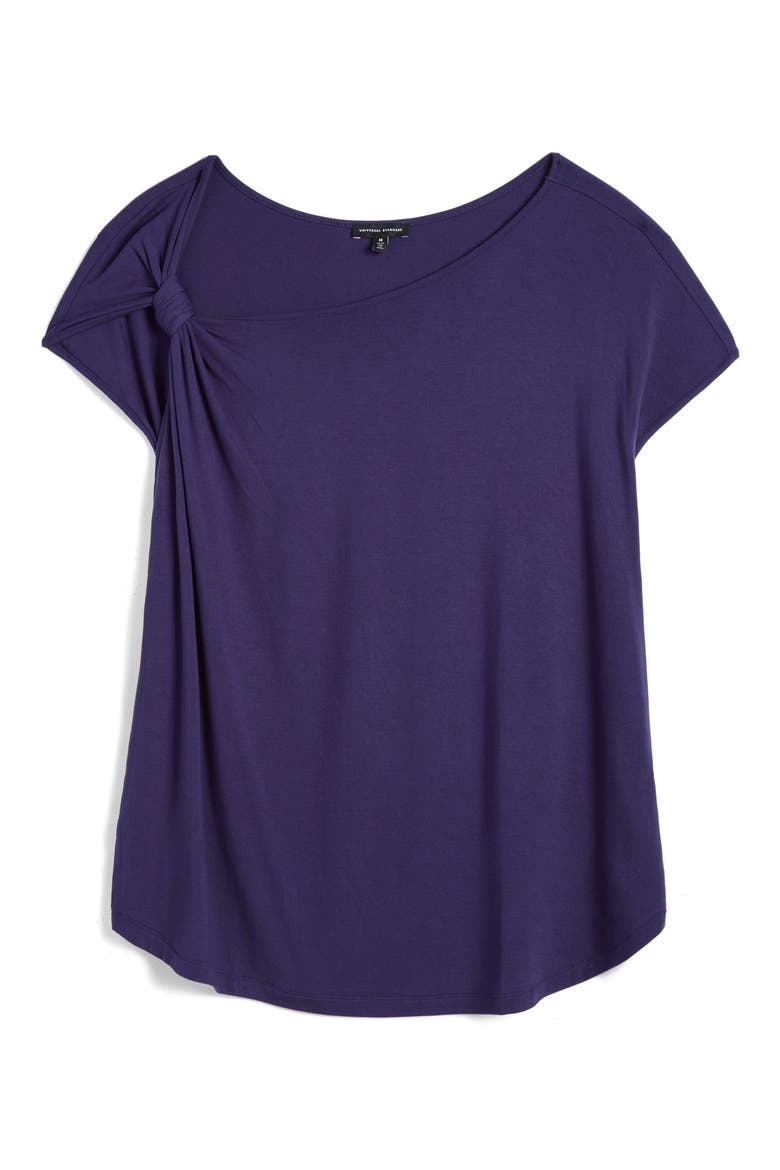 Estella Knot Shoulder Jersey Top, Main, color, ASTRAL AURA