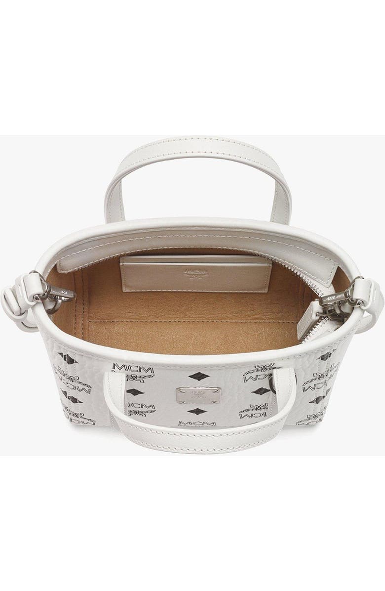 MCM Toni Top-Zip Shopper in Visetos, Alternate, color, White
