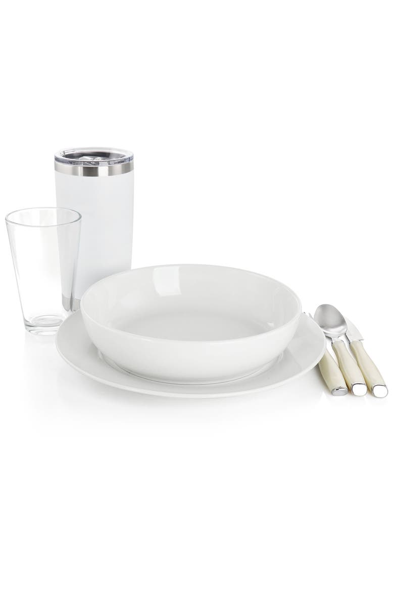 Nobella 14 Piece Fine Ceramic Dinnerware Set, Alternate, color, White