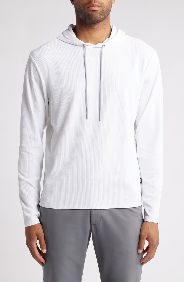 johnnie-O Hoppin Ribbed Stretch Hooded Pullover, Main, color, White