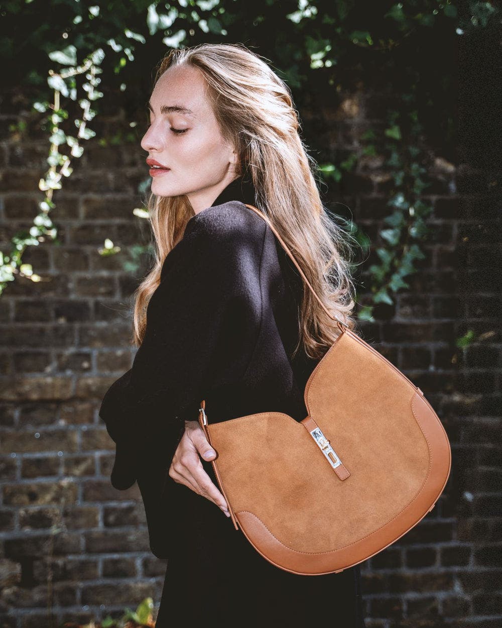Cotswolds Genuine Suede Leather Shoulder Bag, Alternate, color, Brown