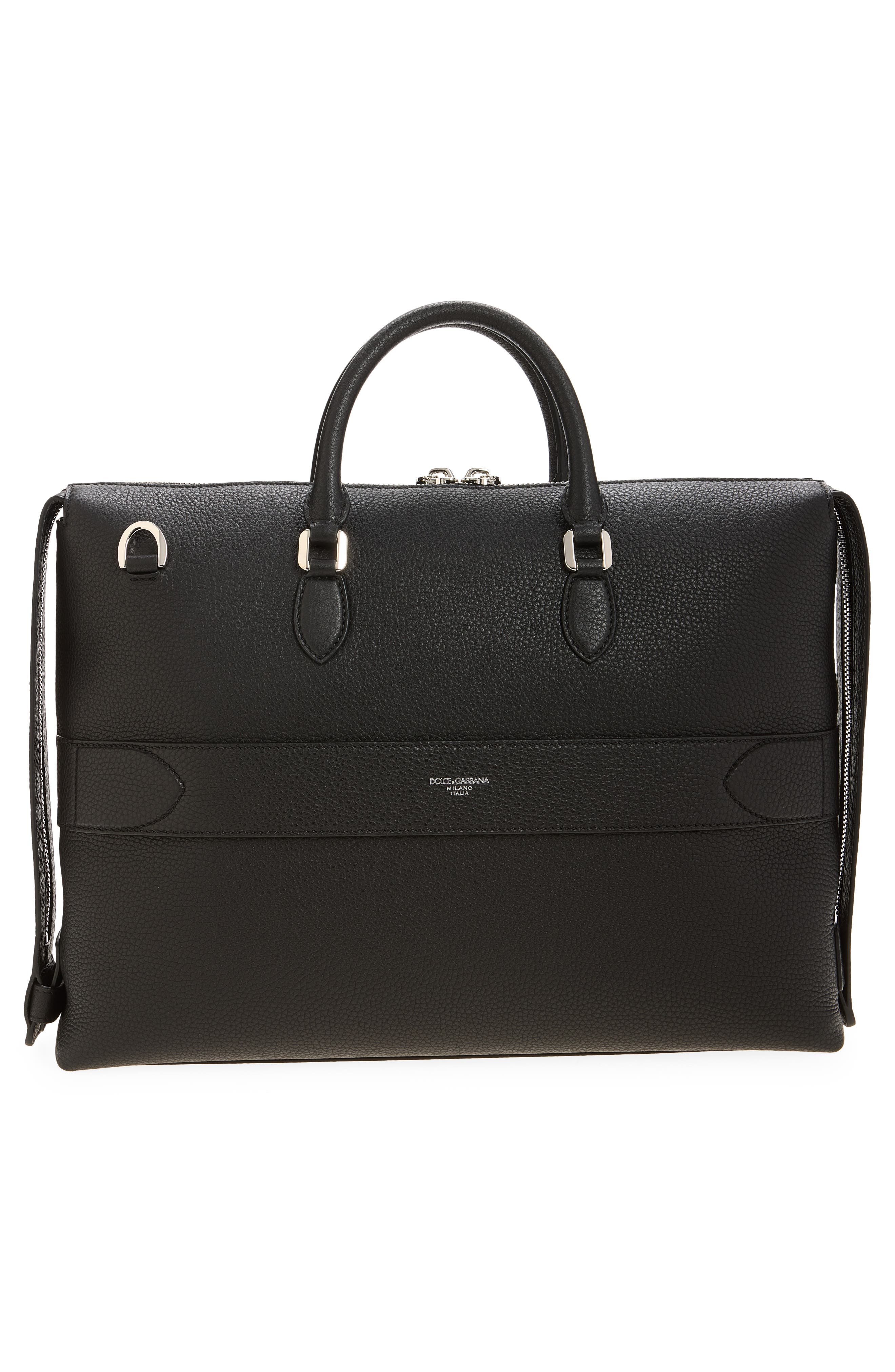 Leather Briefcase, Alternate, color, 80999 NERO