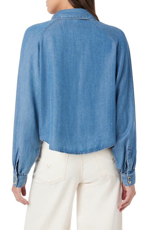 Hudson Jeans Raglan Balloon Sleeve Button-down Top In Blue