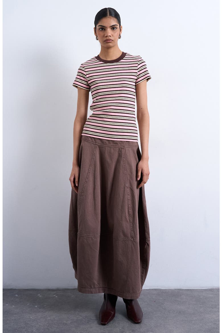 Stripe Short Sleeve Stretch Cotton Rib T-Shirt, Alternate, color, PINK MULTI