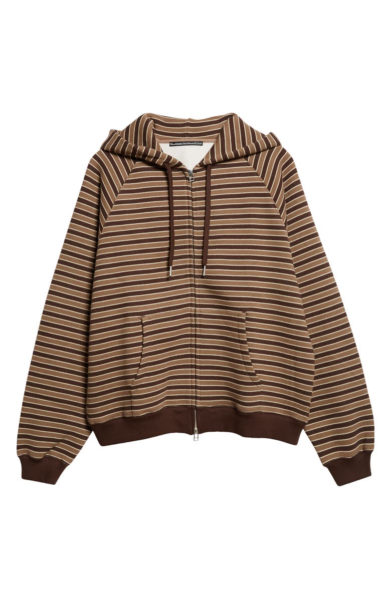STOCKHOLM SURFBOARD CLUB Ace Stripe Raglan Sleeve Zip Hoodie, Alternate, color, Brown