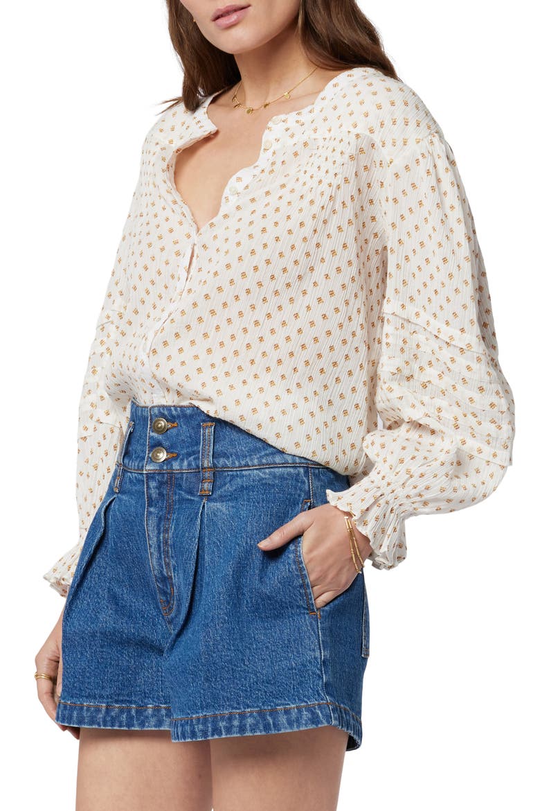 Harlow Textured Cotton Button-Up Blouse, Alternate, color, PORCELAIN MULTI
