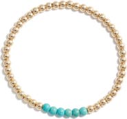 Nashelle Turquoise Stone & Bead Stretch Bracelet