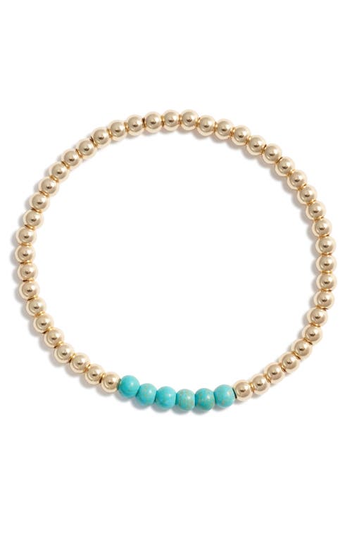 Nashelle Turquoise Stone & Bead Stretch Bracelet In Gold