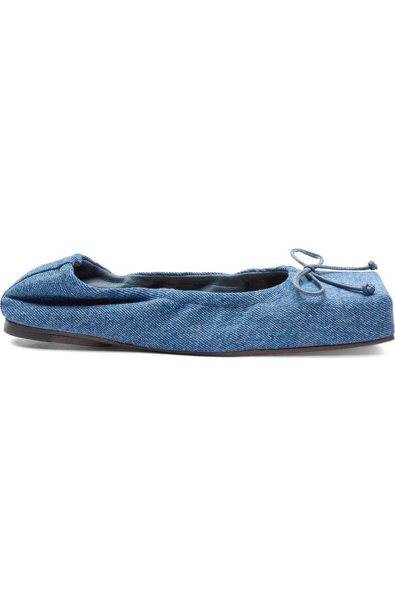 Jacquemus Les Ballerines Bow Square Toe Denim Ballet Flat, Alternate, color,