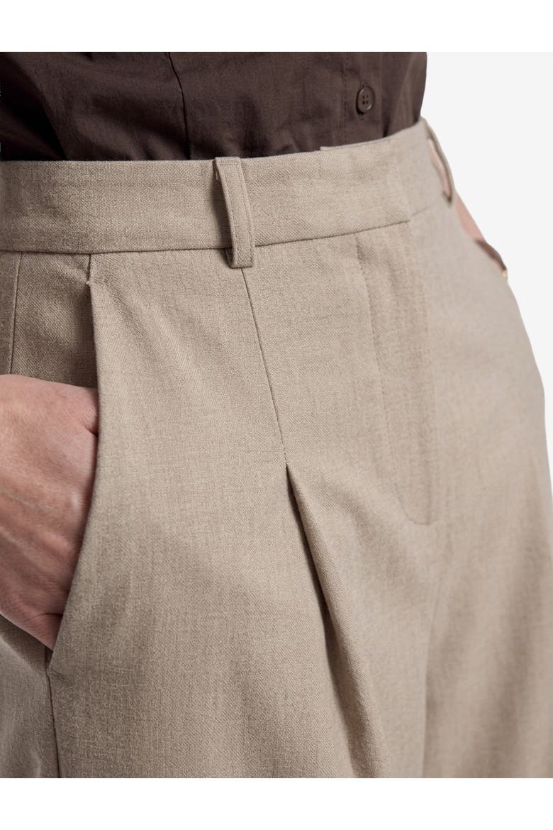 Pleated Wide Leg Tailored Barrel Pants, Alternate, color, BEIGE