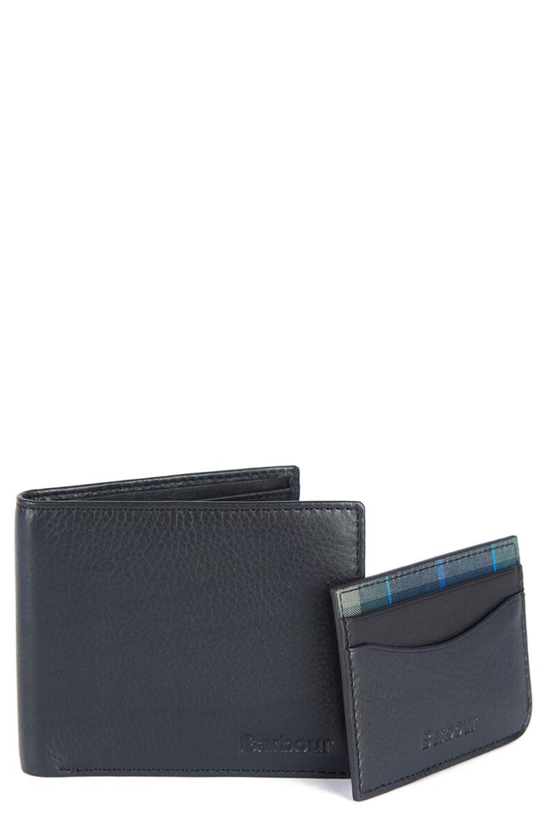 Barbour RFID Leather Wallet & Card Case Set, Main, color,