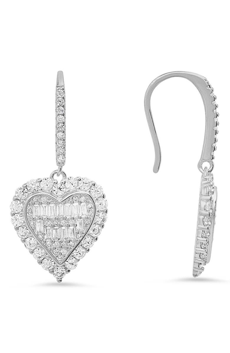 Queen Jewels Simulated Morganite Heart Drop Earrings, Main, color, Silver