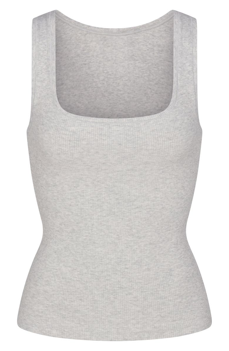 SKIMS Cotton Rib Long Tank, Alternate, color, Light Heather Grey