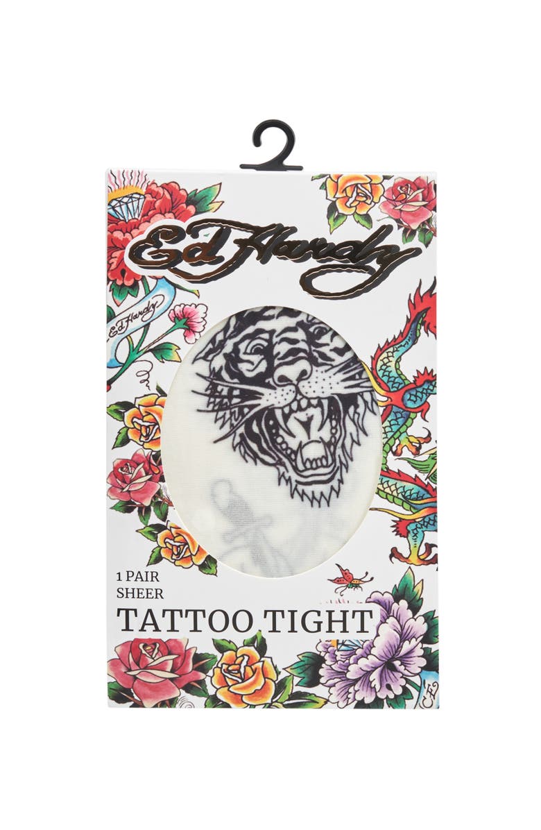 Ed Hardy Womens Tiger Tattoo Tights 1-Pack, Alternate, color, Ivory
